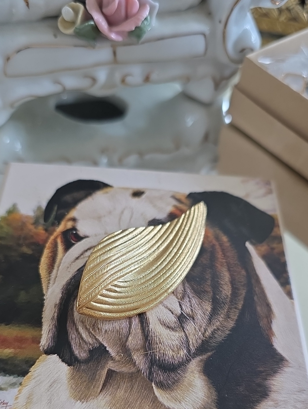 3/$10 Vintage Gold-Tone Leaf Brooch